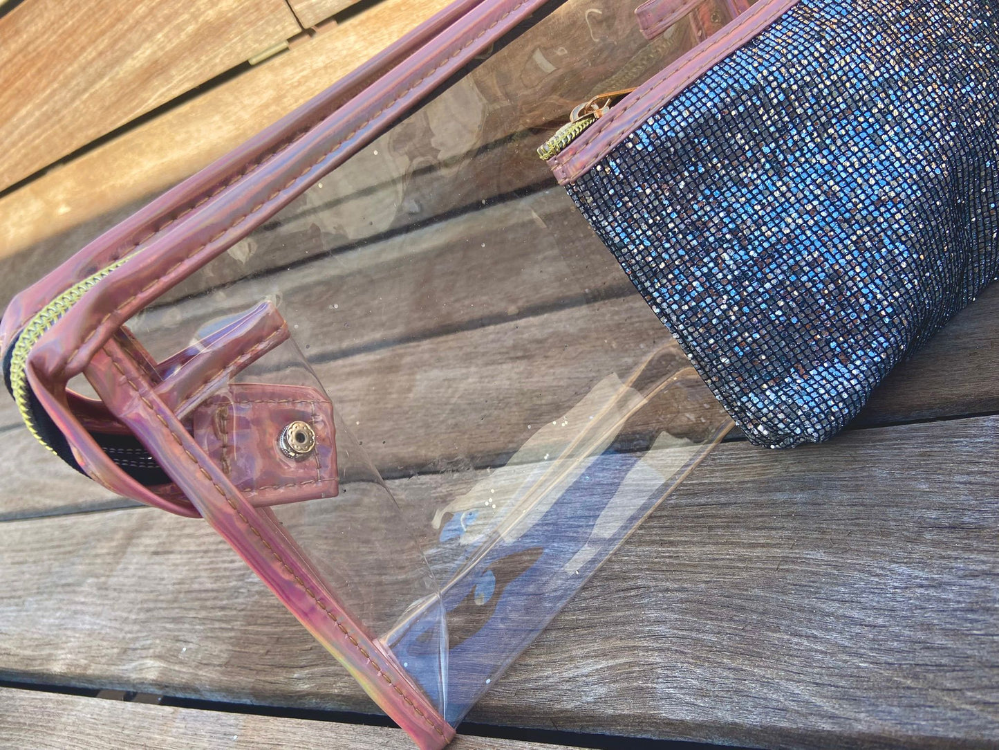 Set de neceseres glitter y rosa