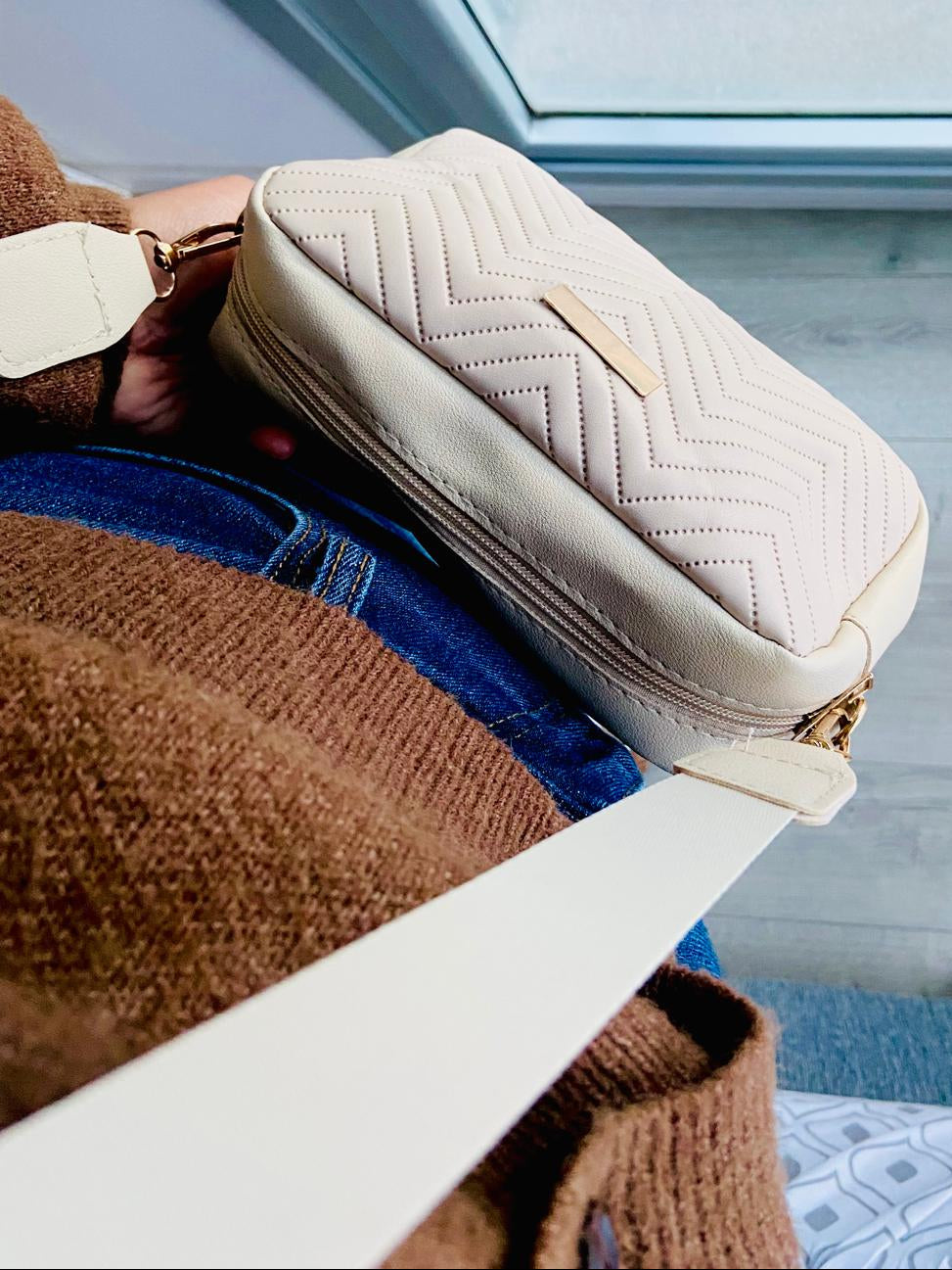 Cartera Bandolera beige matelassé