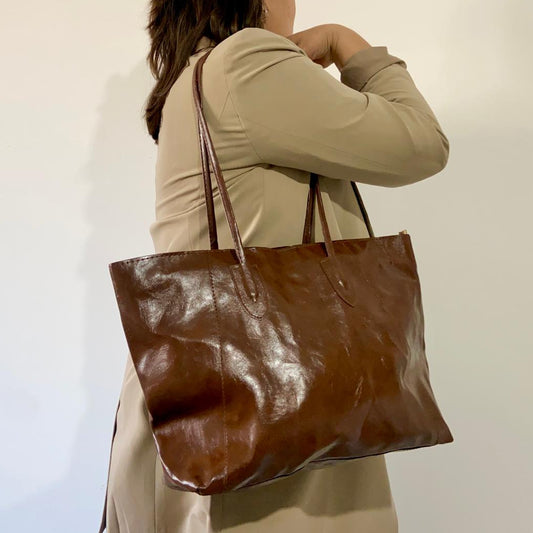 Cartera shopper marrón