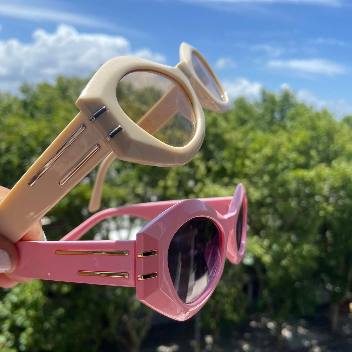 Lentes retro pastel Rosa & Crema