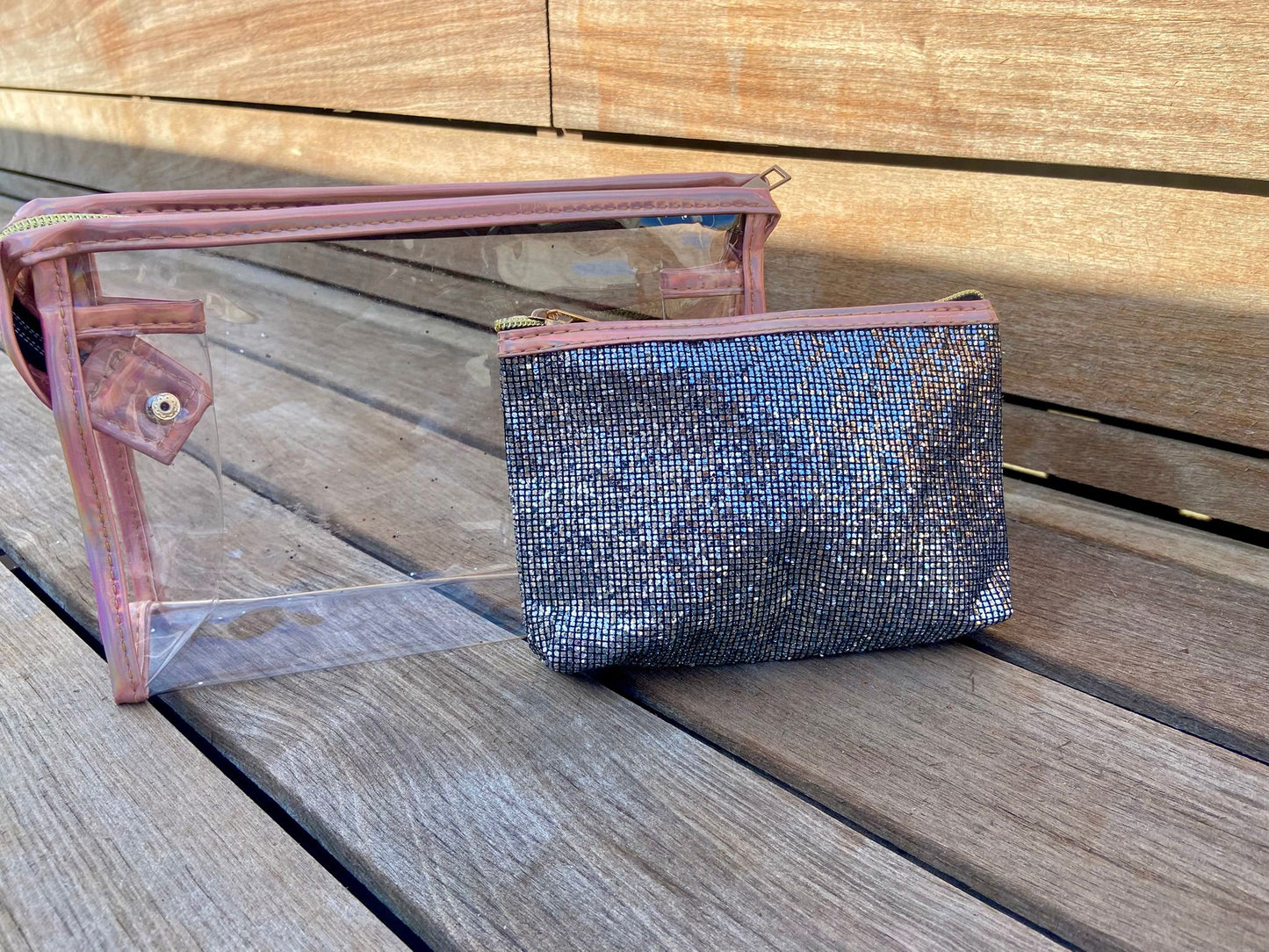 Set de neceseres glitter y rosa